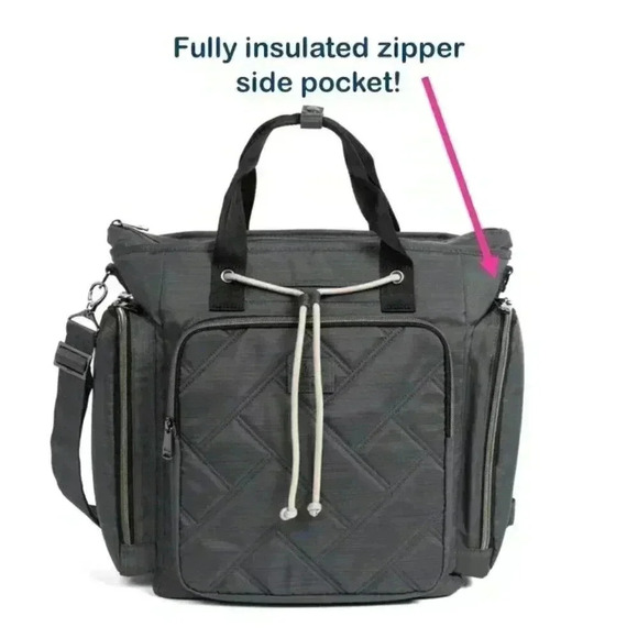Lug Handbags - LUG Bustle Convertible Tote / Shoulder Bag / Top Handle Bag - Brushed Grey